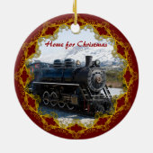 Thuis in de trein voor kerstversiering keramisch ornament (Achterkant)