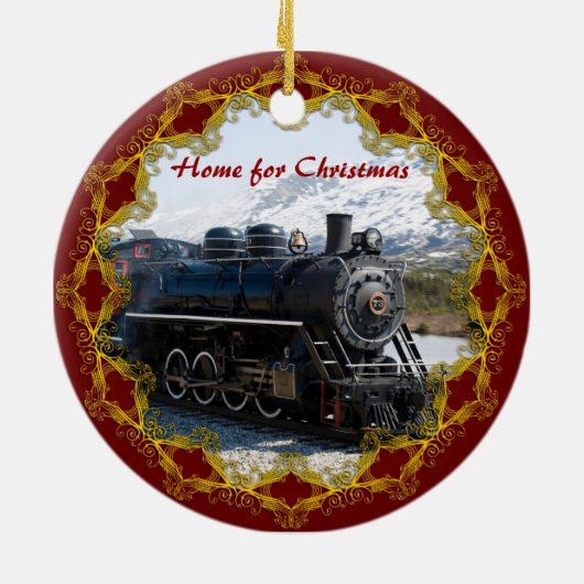 Thuis in de trein voor kerstversiering keramisch ornament (Achterkant)