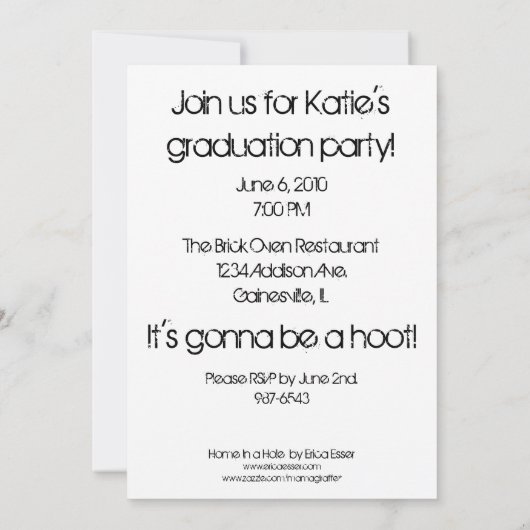 "Thuis in een eenhol" - Uitnodigingen tot uitzende (Achterkant)