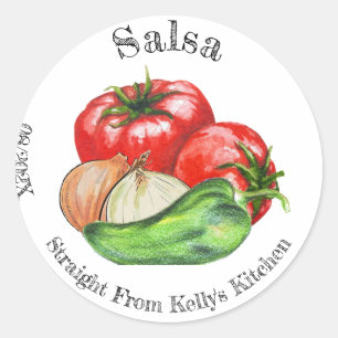 Thuis Inblikken Bedrijf Tomaat Salsa Voedsel Etike Ronde Sticker
