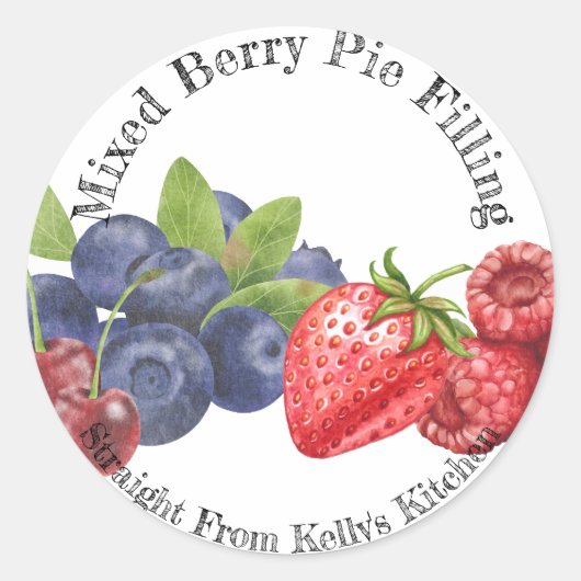 Thuis inblikken Bedrijfs Mixed Berry Taartvulling  Ronde Sticker (Voorkant)