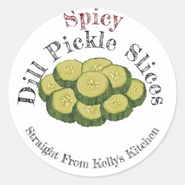 Thuis Inblikken Zakelijke Pittige Dill-pickles Lab Ronde Sticker