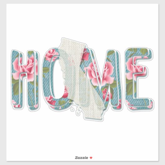 Thuis is Californische Rozen Aqua Grunge Sticker (Vel)