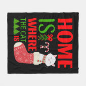 thuis is de kat kerstmis fleece deken (Voorkant (Horizontaal))
