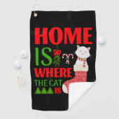 thuis is de kat kerstmis golfhanddoek (Insitu)