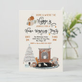 Thuis is de plaats waar de Hygge de Warming Party  Kaart (Staand voorkant)