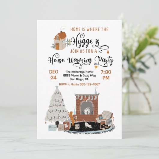 Thuis is de plaats waar de Hygge de Warming Party Kaart (Staand voorkant)