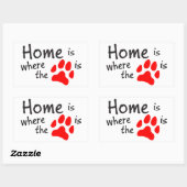 Thuis is de plaats waar de papierafdruk is rechthoekige sticker (Vel)