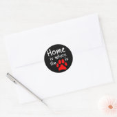 Thuis is de plaats waar de papierafdruk is ronde sticker (Envelop)