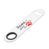 Thuis is de plaats waar de papierafdruk is speed flessenopener (Voorkant Gekanteld)