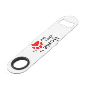 Thuis is de plaats waar de papierafdruk is speed flessenopener (Achterkant Gekanteld)