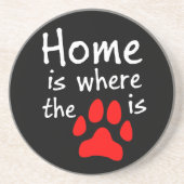 Thuis is de plaats waar de papierafdruk is zandsteen onderzetter (Voorkant)