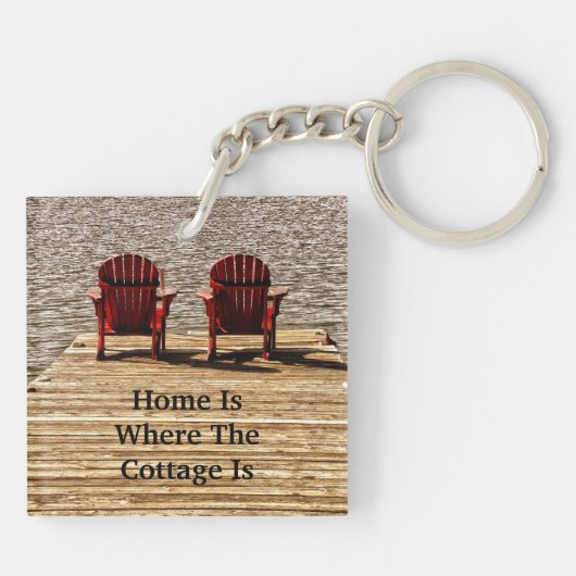 Thuis is het gebied waar het schip rode Adirondack Sleutelhanger (Achterkant)
