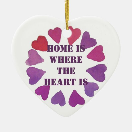 thuis is het hart hartstip keramisch ornament (Voorkant)