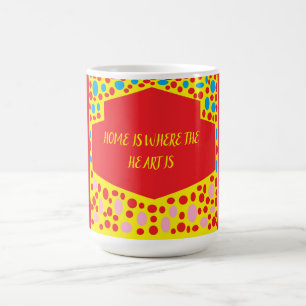 Thuis is het hart rood met blauw groen koffiemok