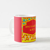 Thuis is het hart rood met blauw groen koffiemok (Voorkant links)