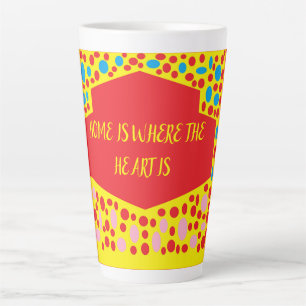 Thuis is het hart rood met blauw groen latte mok
