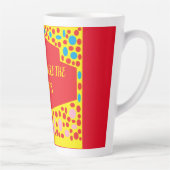 Thuis is het hart rood met blauw groen latte mok (Rechts)