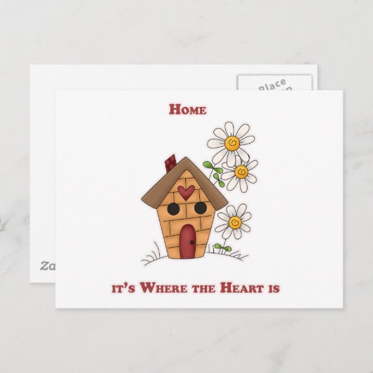Thuis is het waar het hart is briefkaart (Voorkant / Achterkant)
