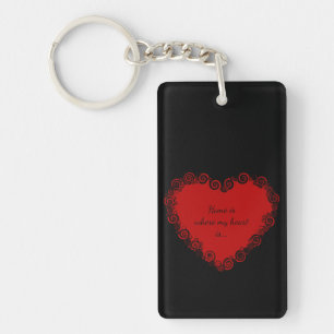Thuis is mijn hart: Love Red Black Sleutelhanger