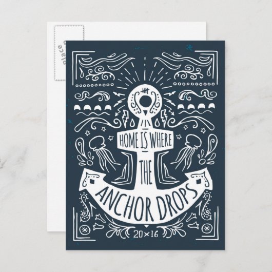 Thuis is waar de ankerpunten vallen briefkaart (Voorkant / Achterkant)