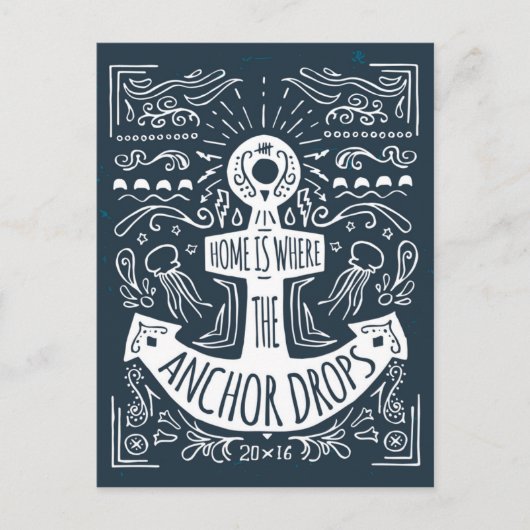 Thuis is waar de ankerpunten vallen briefkaart (Voorkant)