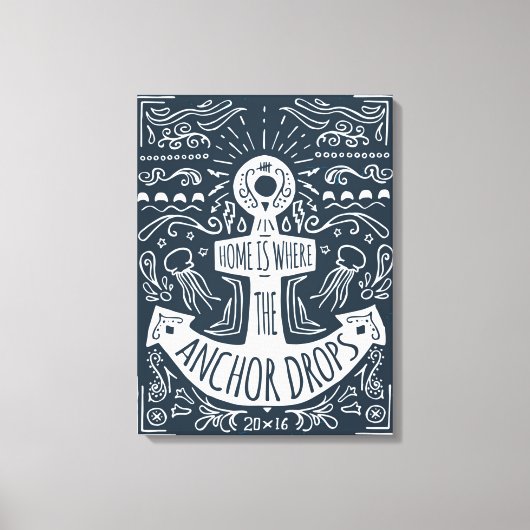 Thuis is waar de ankerpunten vallen canvas afdruk (Voorkant)