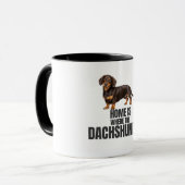 Thuis is waar de chocolade & de bruine Dachshund i Mok (Voorkant links)