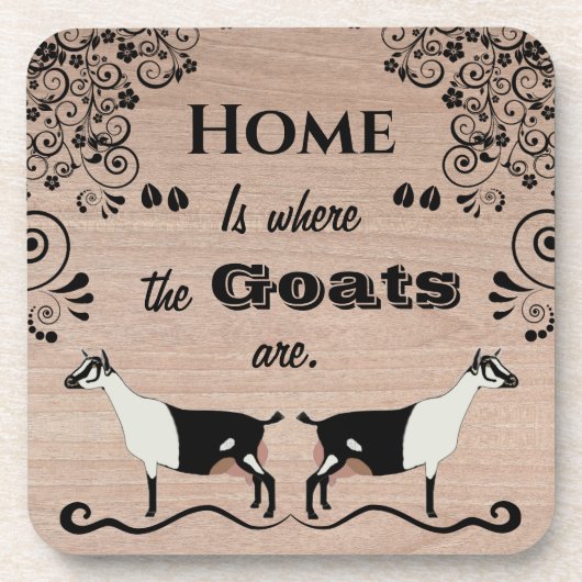 Thuis is waar de geiten zijn - Alpiene melkgeit Bier Onderzetter (Voorkant)