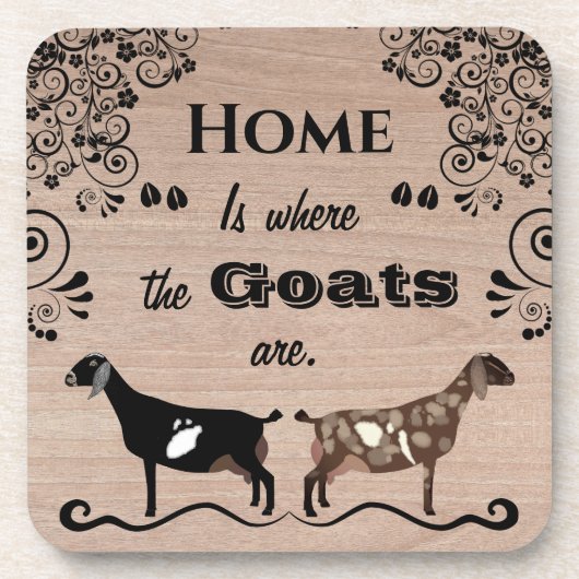 Thuis is waar de geiten zijn - Nubian Dairy Goat Bier Onderzetter (Voorkant)