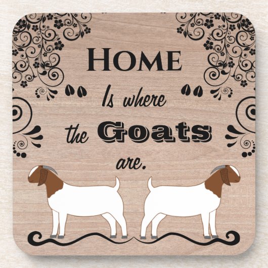 Thuis is waar de geiten zijn - vleesgeit bier onderzetter (Voorkant)