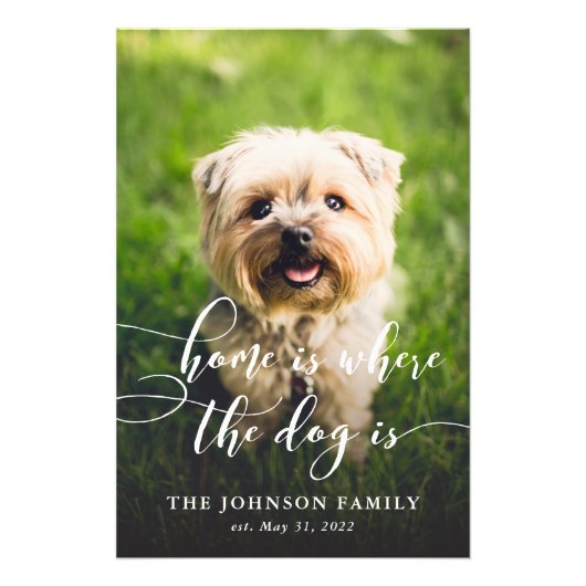 Thuis is waar de hond aangepaste fotokunst vertica foto afdruk (Voorkant)