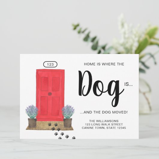 Thuis is waar de hond beweegt aankondiging (Staand voorkant)