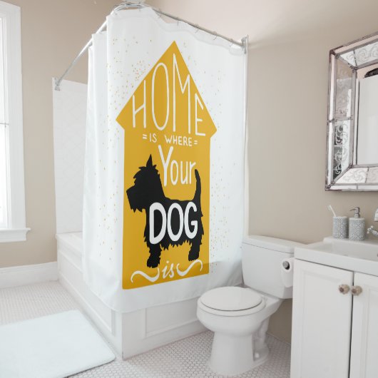 Thuis is waar de hond is douchegordijn (In situ)