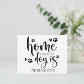 Thuis is waar de hond is gepersonaliseerd huisdier aankondigingskaart (Staand voorkant)