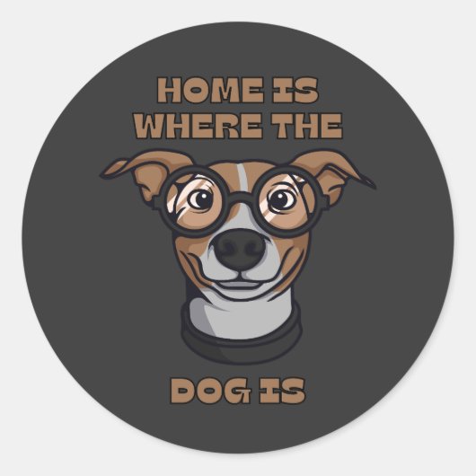 Thuis is waar de hond is ronde sticker (Voorkant)