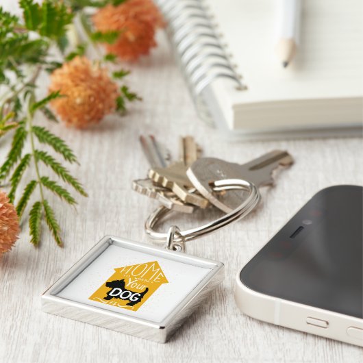 Thuis is waar de hond is sleutelhanger (Zijkant)