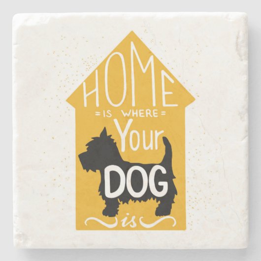Thuis is waar de hond is stenen onderzetter (Voorkant)