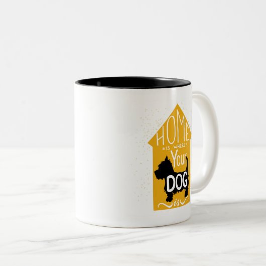 Thuis is waar de hond is tweekleurige koffiemok (Voorkant rechts)