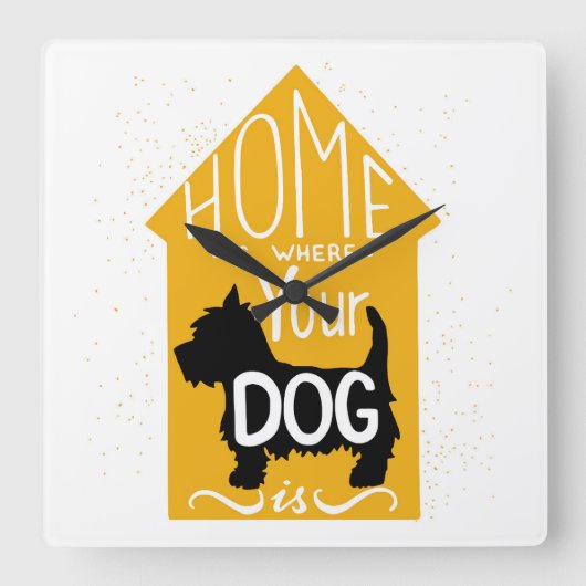 Thuis is waar de hond vierkante klok (Voorkant)