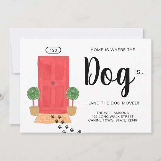 Thuis is waar de hond zich beweegt aankondiging (Voorkant)