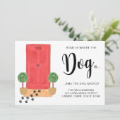 Thuis is waar de hond zich beweegt aankondiging (Staand voorkant)