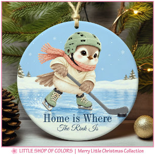 Thuis is waar de ijsbaan is Hockey Vogel Foto Keramisch Ornament