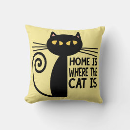 Thuis is waar de kat (beige) is kussen