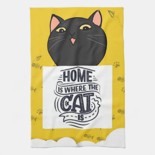 Thuis is waar de kat is   Beste katteeigenaar Theedoek