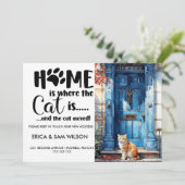 Thuis is waar de kat is en de katten bewegen aankondiging (Staand voorkant)