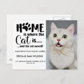 Thuis is waar de kat is en de katten bewegen aankondigingskaart (Voorkant / Achterkant)