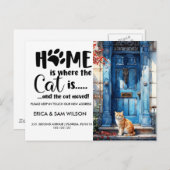 Thuis is waar de kat is en de katten bewegen aankondigingskaart (Voorkant / Achterkant)