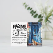 Thuis is waar de kat is en de katten bewegen aankondigingskaart (Staand voorkant)