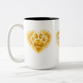 Thuis is waar de kat is – Gouden Pootafdruk Hart Tweekleurige Koffiemok